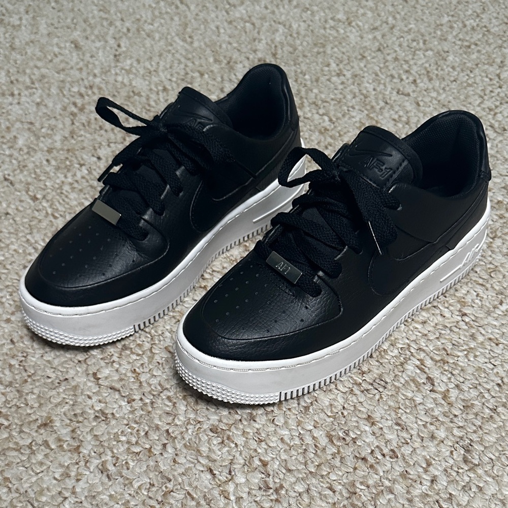 Nike Air Force 1 Sneakers. Black. Women Size 6